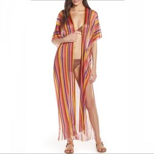 LULI FAMA Fringe Multicolored Cover-Up Caftan O/S